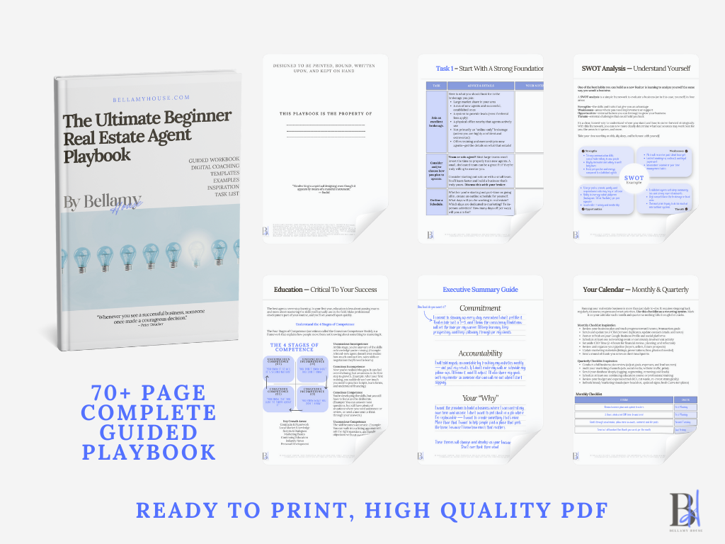 The Ultimate Playbook for a Beginner Realtor: Everything You Need To Do To Succeed + Workbook + Guide + Templates